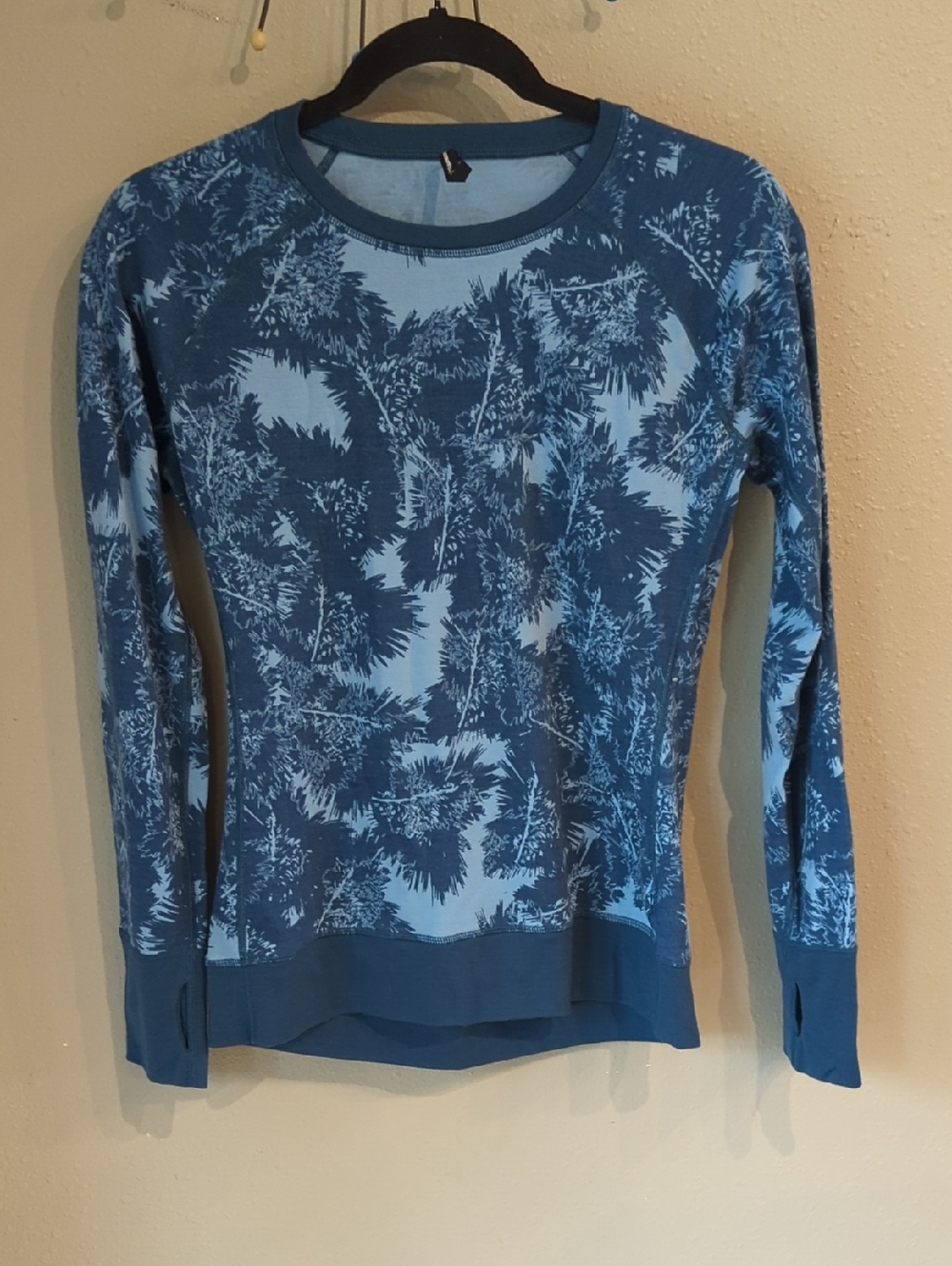 Backcountry Merino Wool Printed Top Baselayer Thumbholes Long Sleeve Med